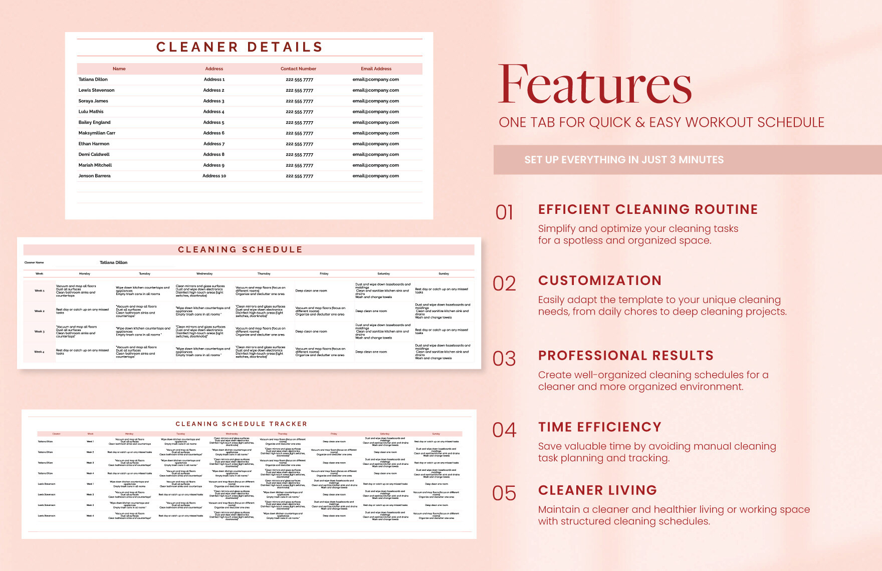 Cleaning Schedule Template - Download in Excel, Google Sheets