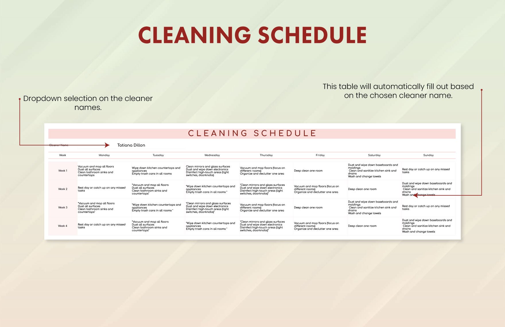 Cleaning Schedule Template