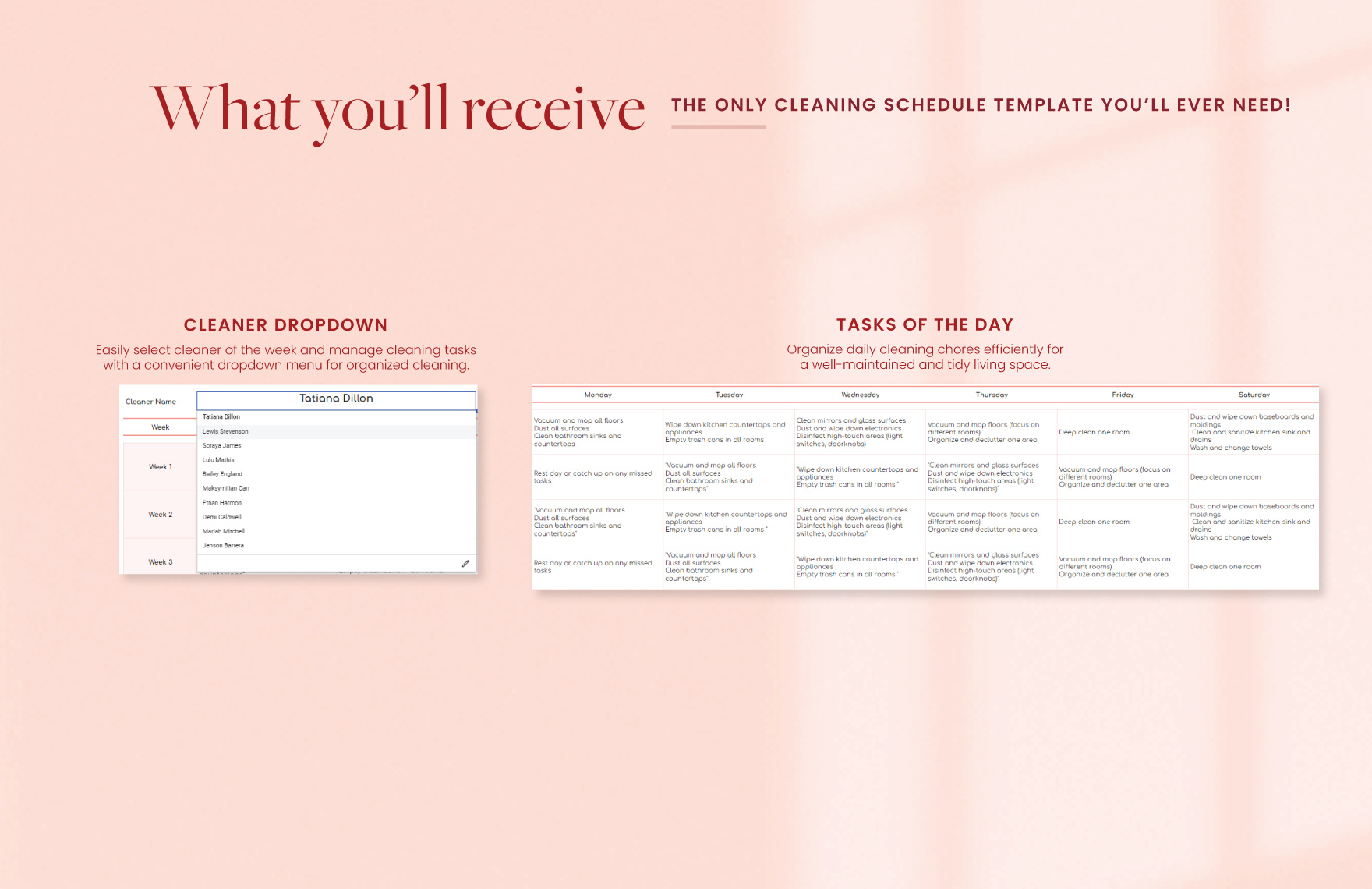 Cleaning Schedule Template - Download in Excel, Google Sheets