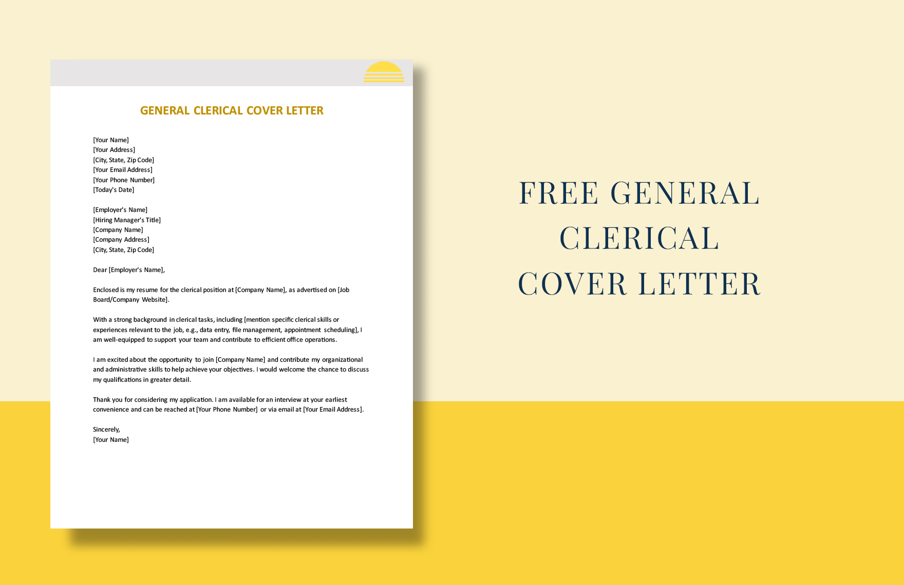 General Clerical Cover Letter