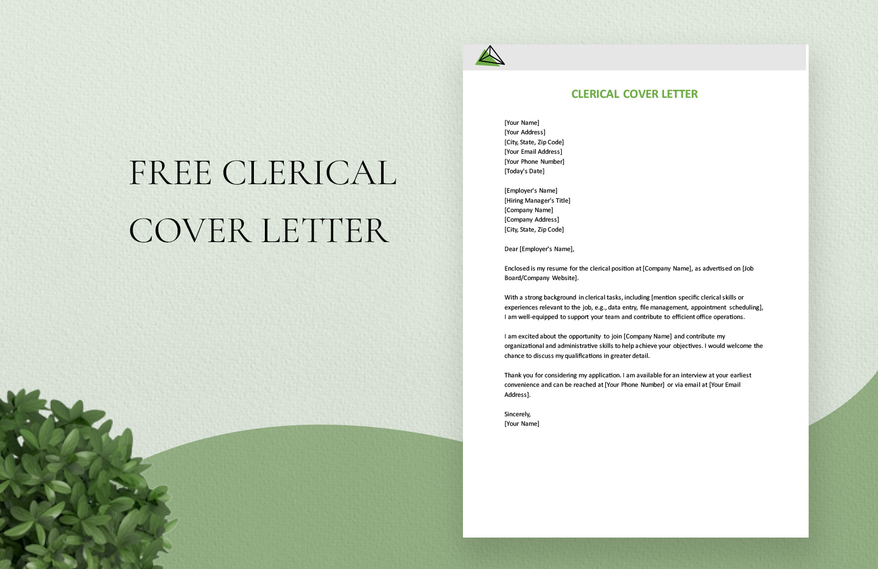 Clerical Cover Letter in Word, Google Docs, PDF