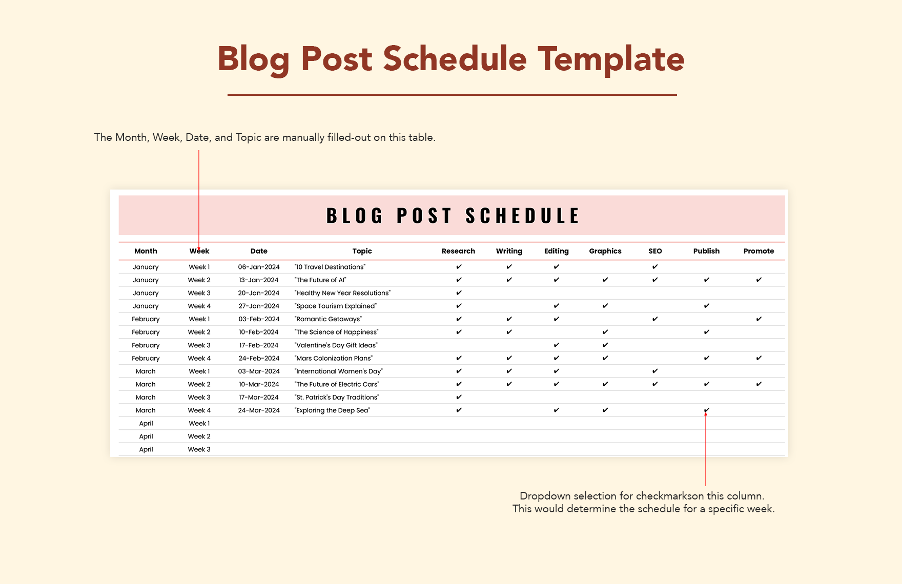 Blog Post Schedule Template in Excel Google Sheets Download