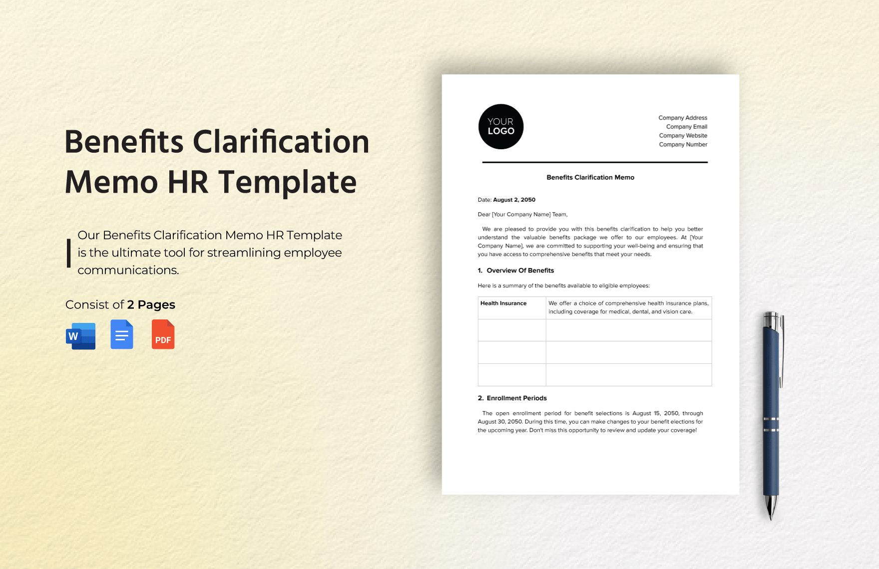 Benefits Clarification  Memo HR Template
