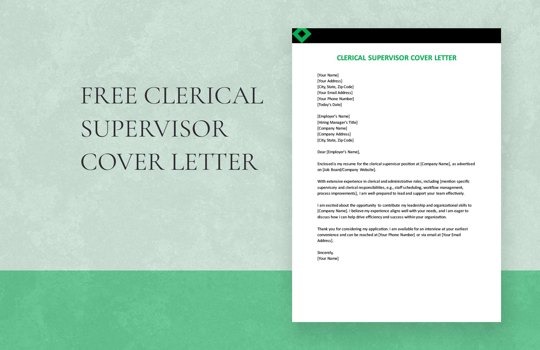 Clerical Supervisor Cover Letter in Word, Google Docs, PDF
