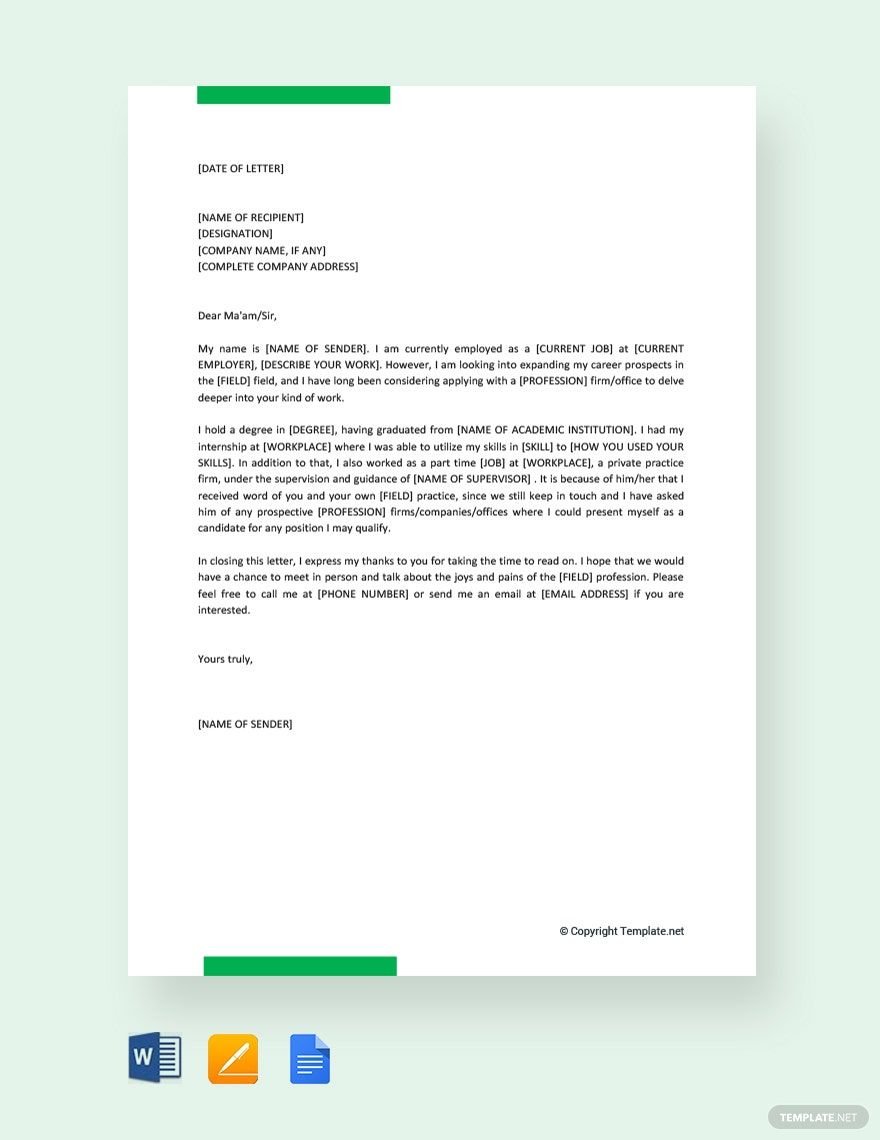 Letter of Introduction for Job Template