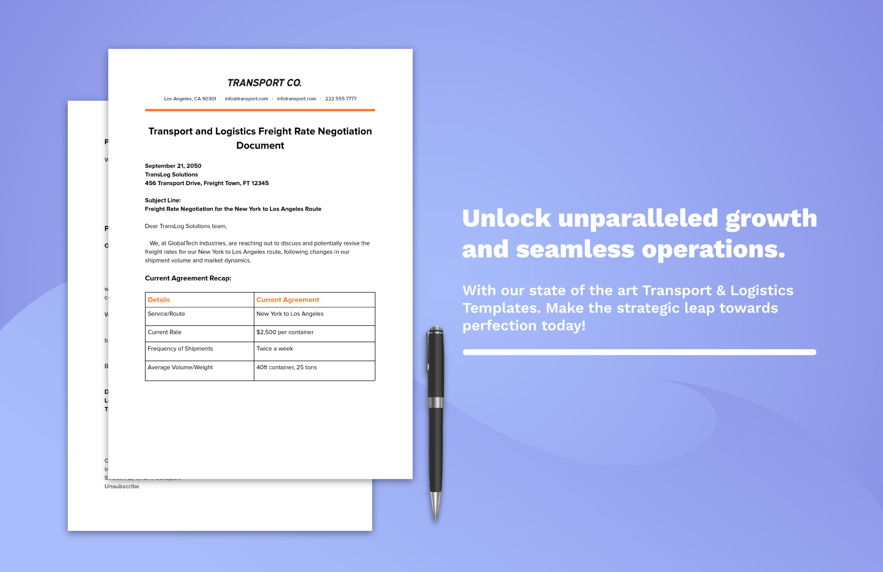 Transport and Logistics Freight Rate Negotiation Document Template