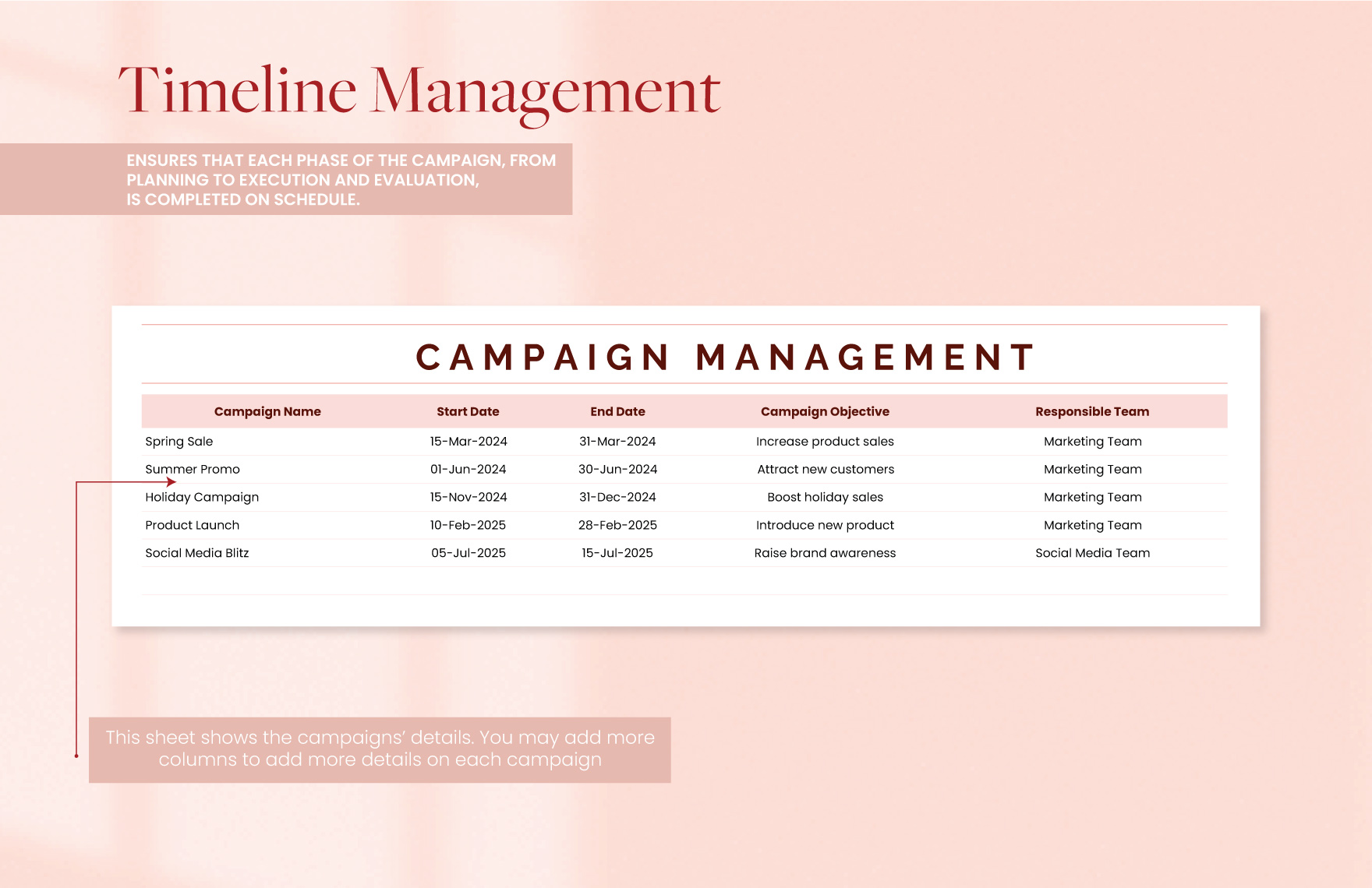Marketing Campaign Schedule Template