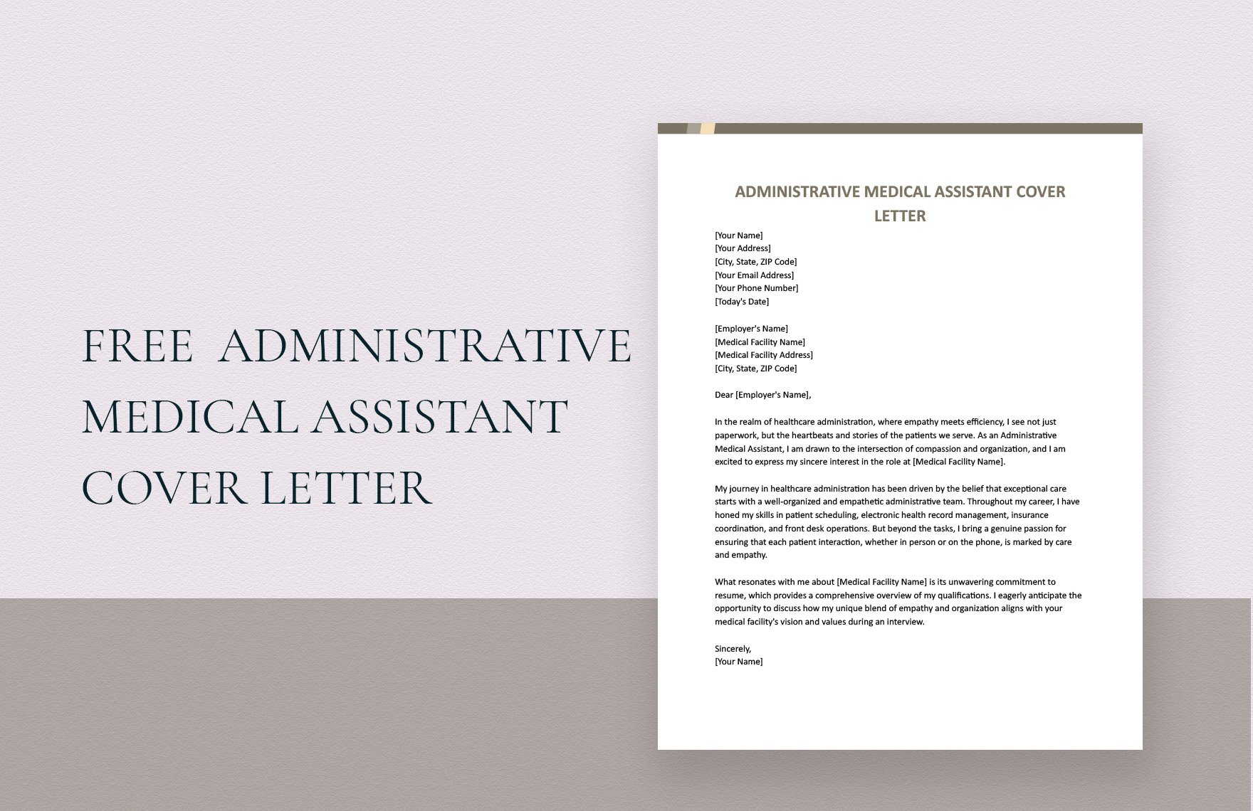 Administrative Medical Assistant Cover Letter 