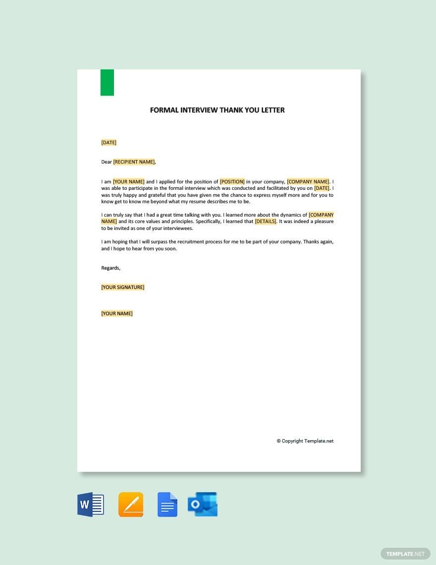 Formal Interview Thank You Letter Template