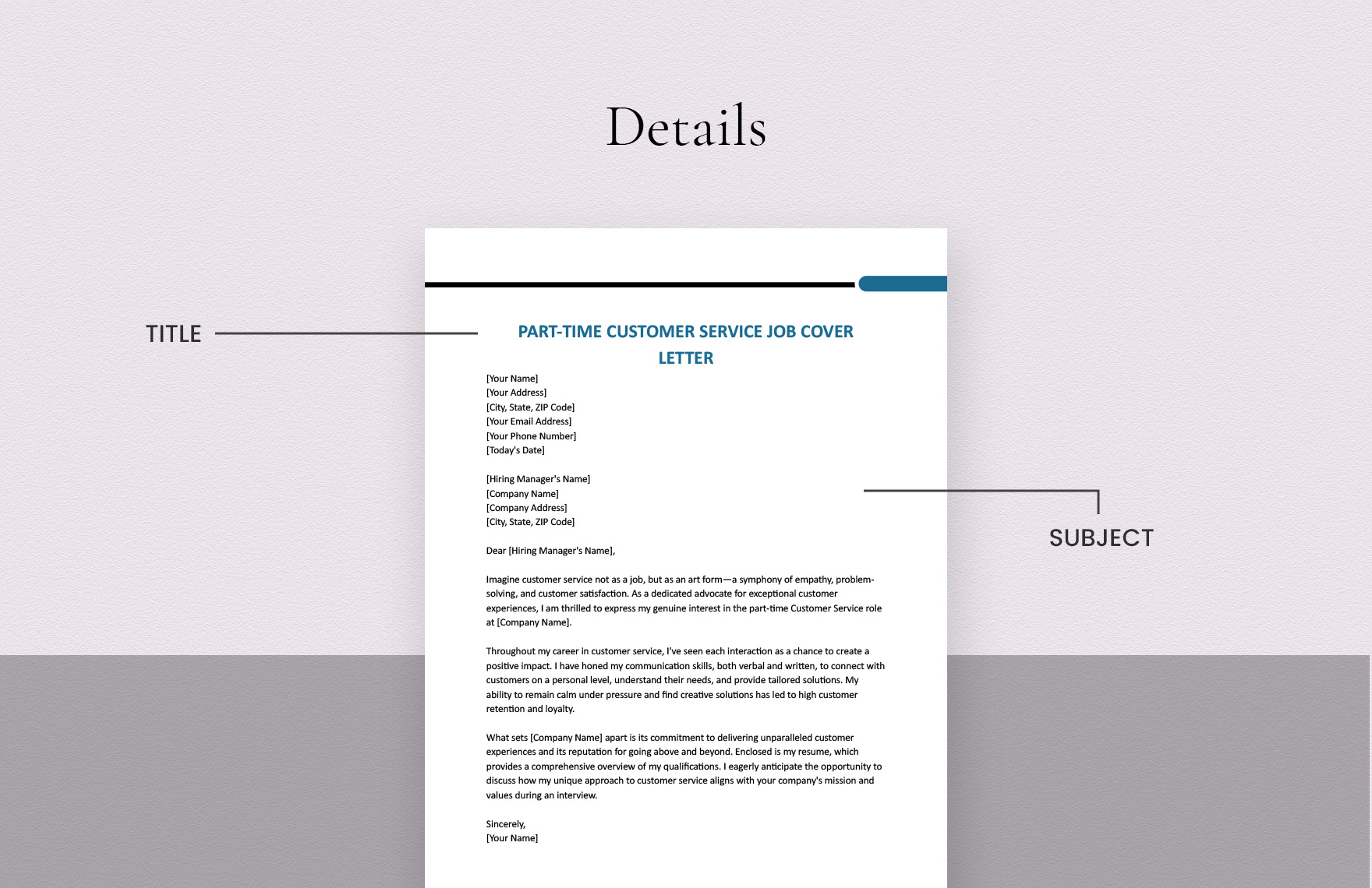Part-Time Customer Service Job Cover Letter Template