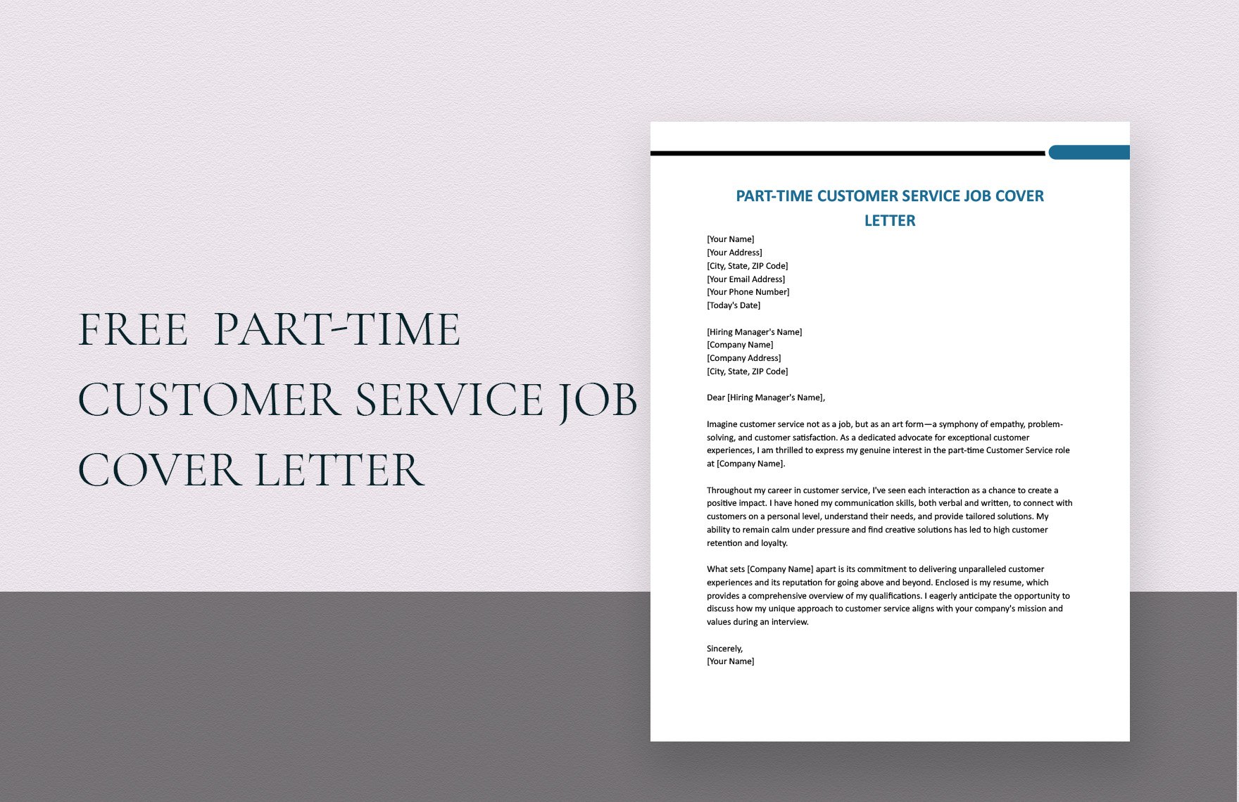 Part-Time Customer Service Job Cover Letter Template