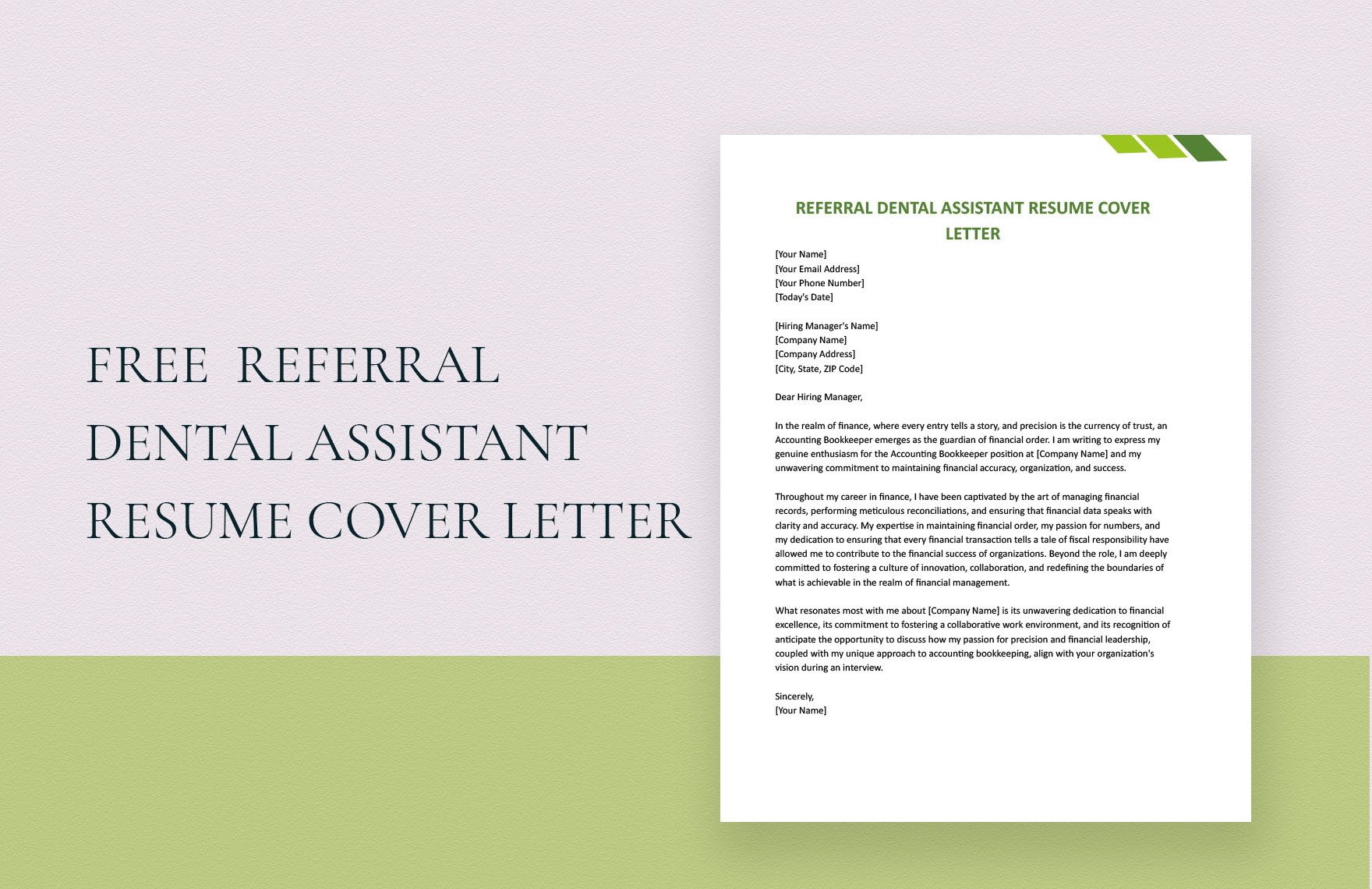 Referral Dental Assistant Resume Cover Letter Template