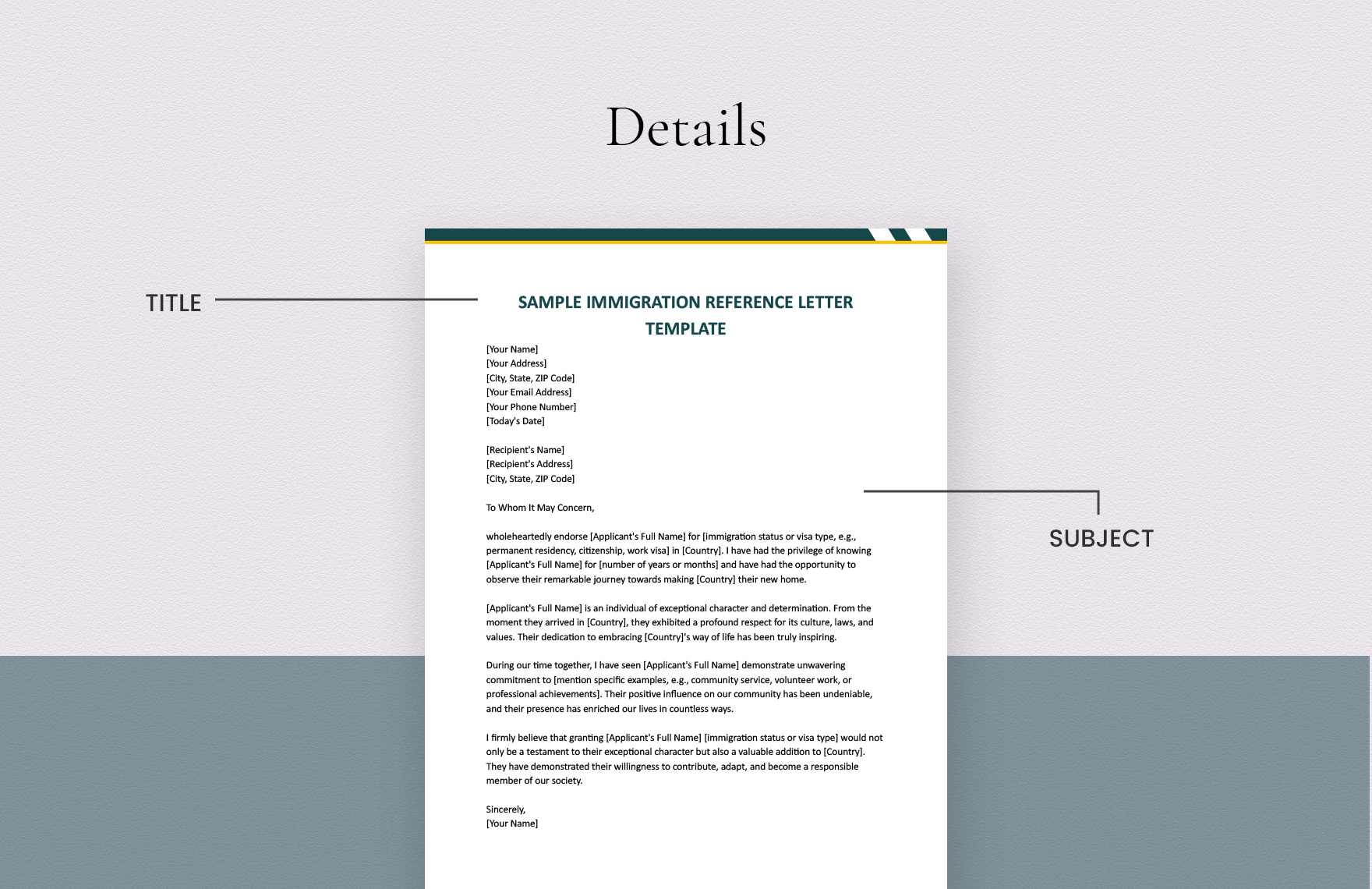 Sample Immigration Reference Letter Template