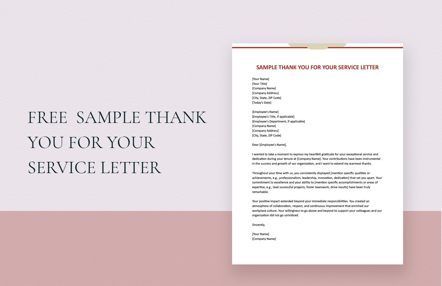 Sample Thank You For Your Service Letter Template