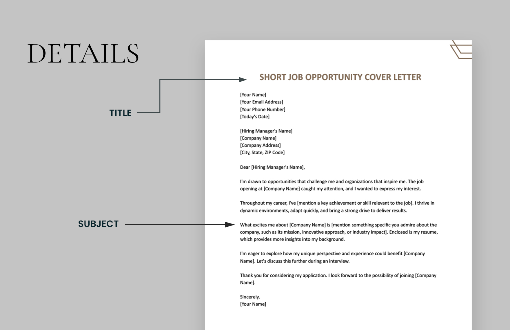 Short Job Opportunity Cover Letter Template