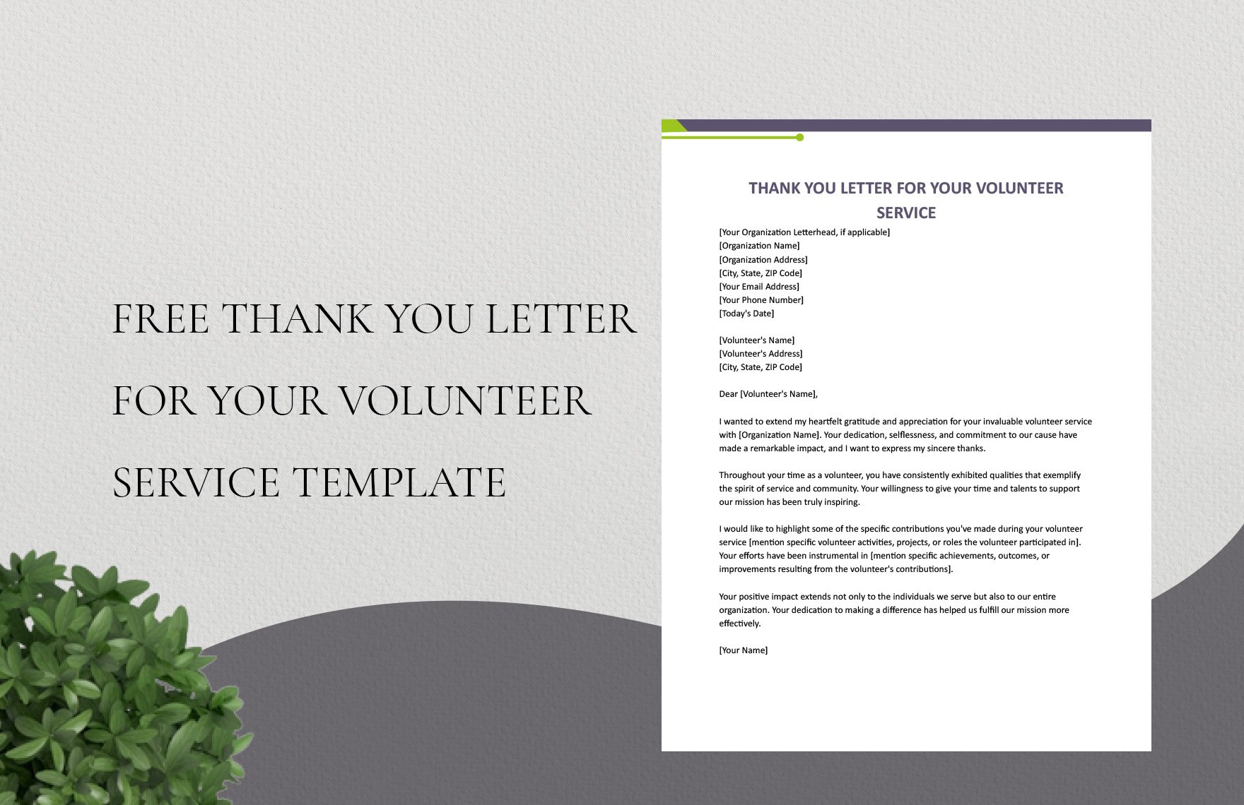 Thank You Letter For Your Volunteer Service Template