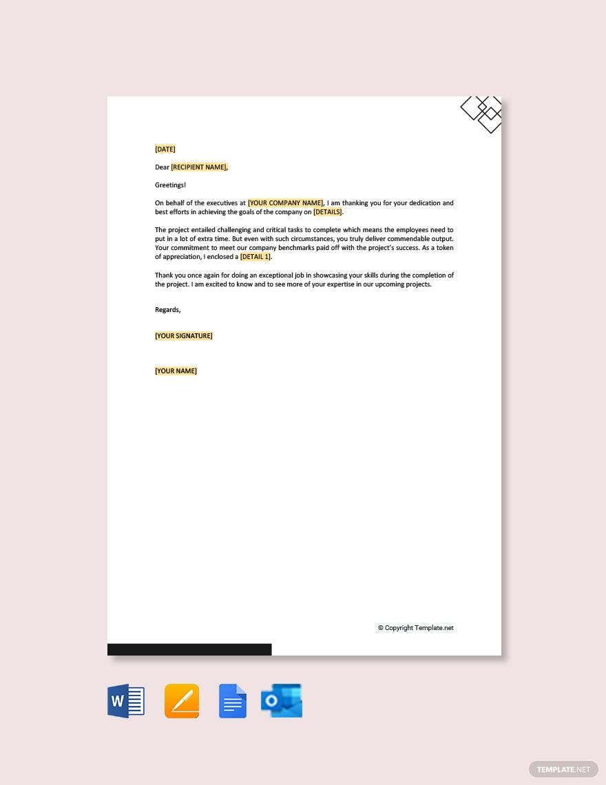 Free Thank You Letter To Employees For Hard Work Template