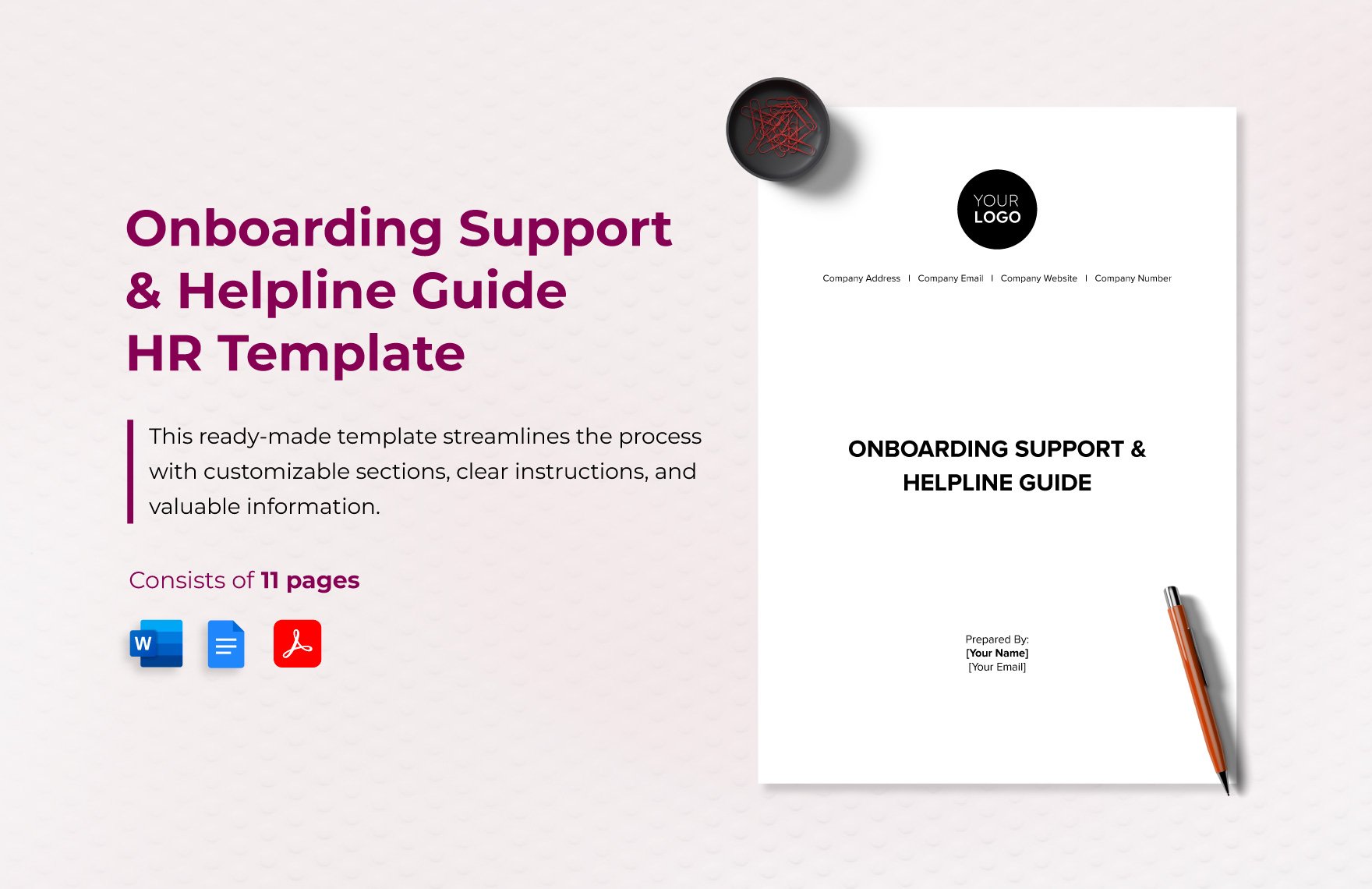 Onboarding Support & Helpline Guide HR Template