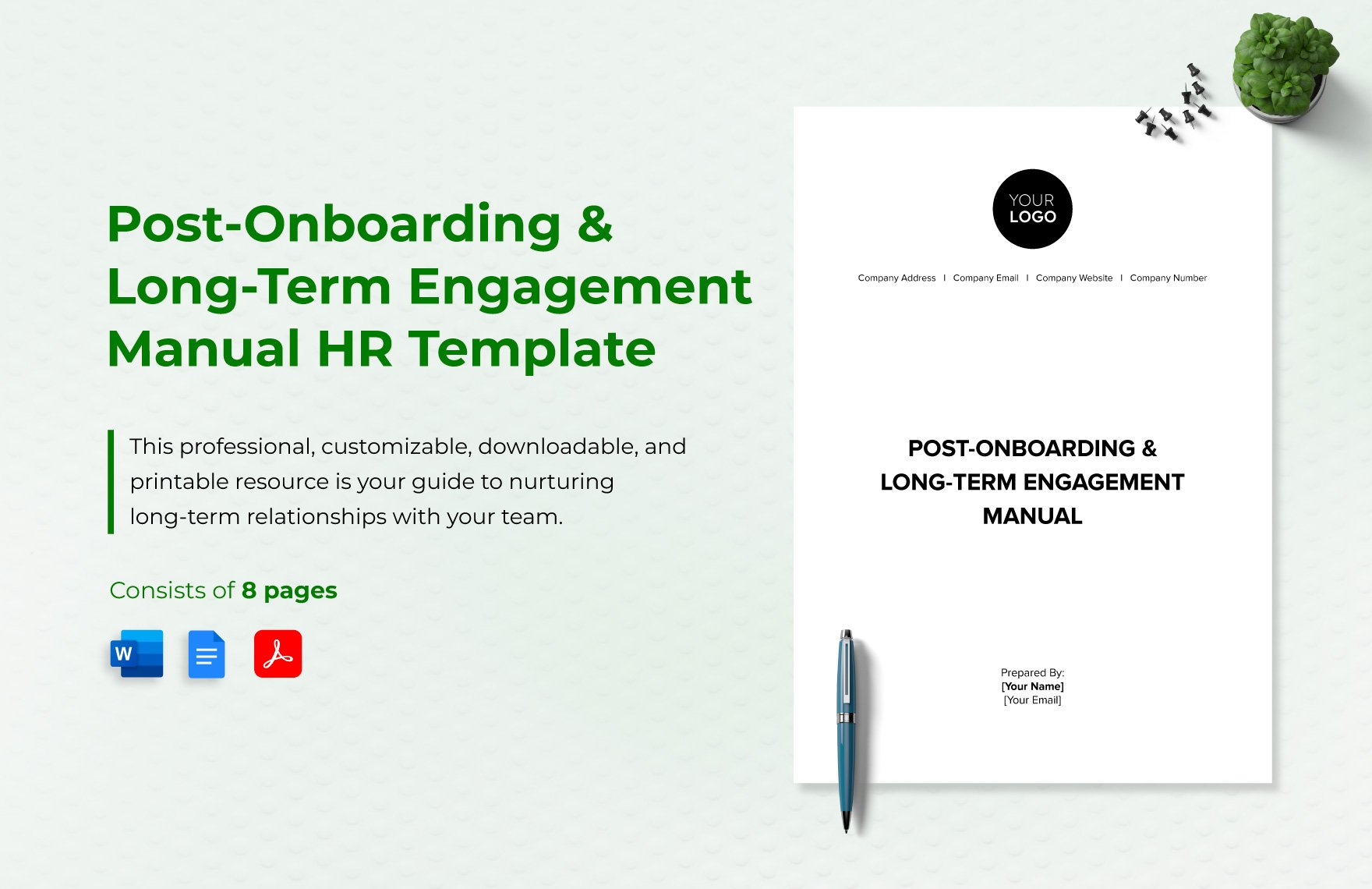 Post-Onboarding & Long-Term Engagement Manual HR Template in Word, Google Docs, PDF