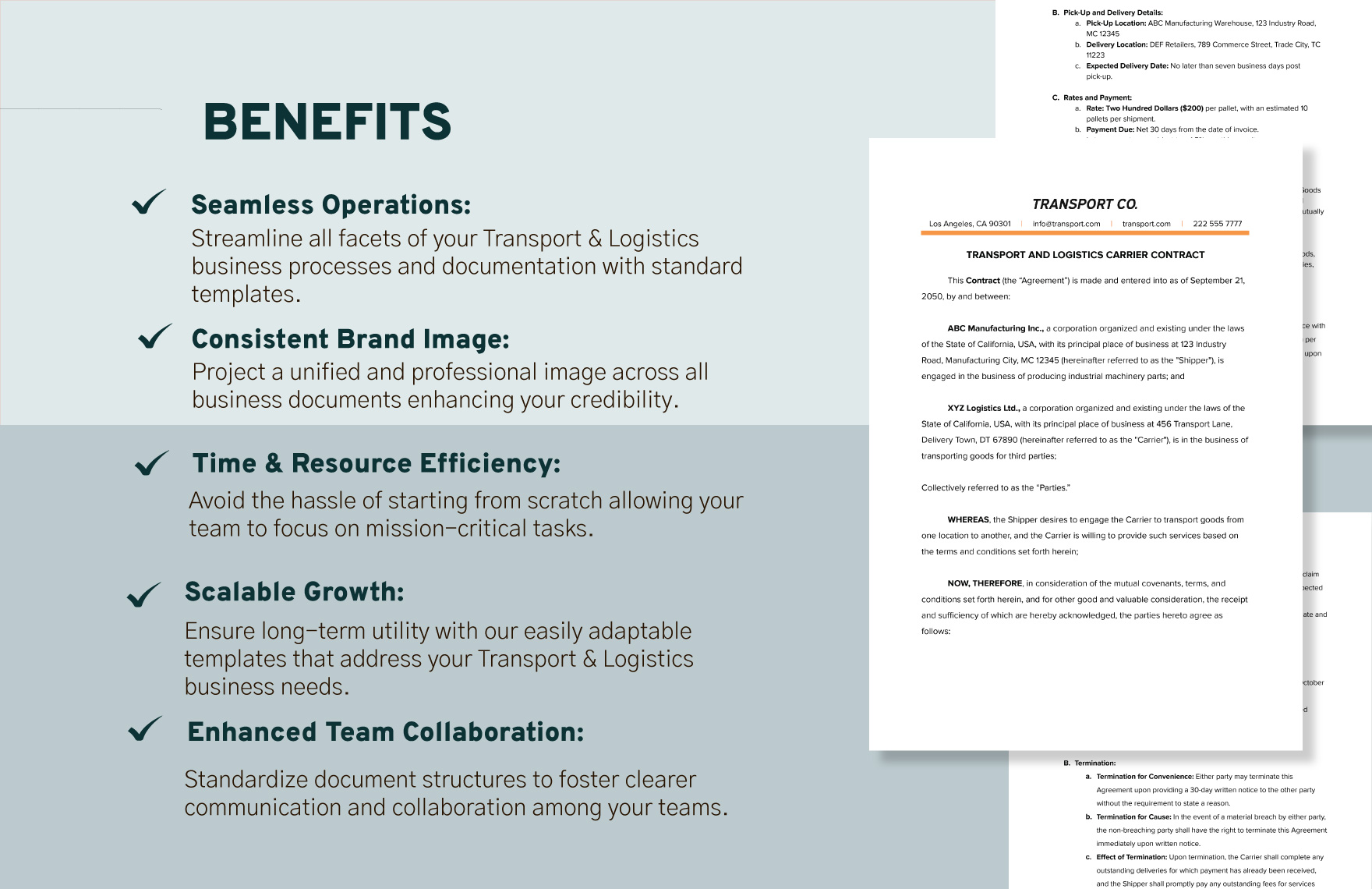 Transport and Logistics Carrier Contract Template