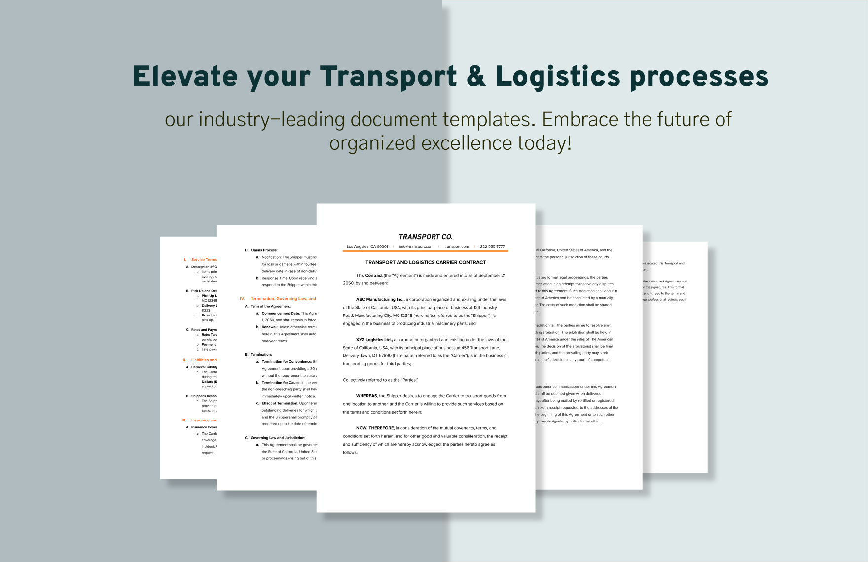 Transport and Logistics Carrier Contract Template