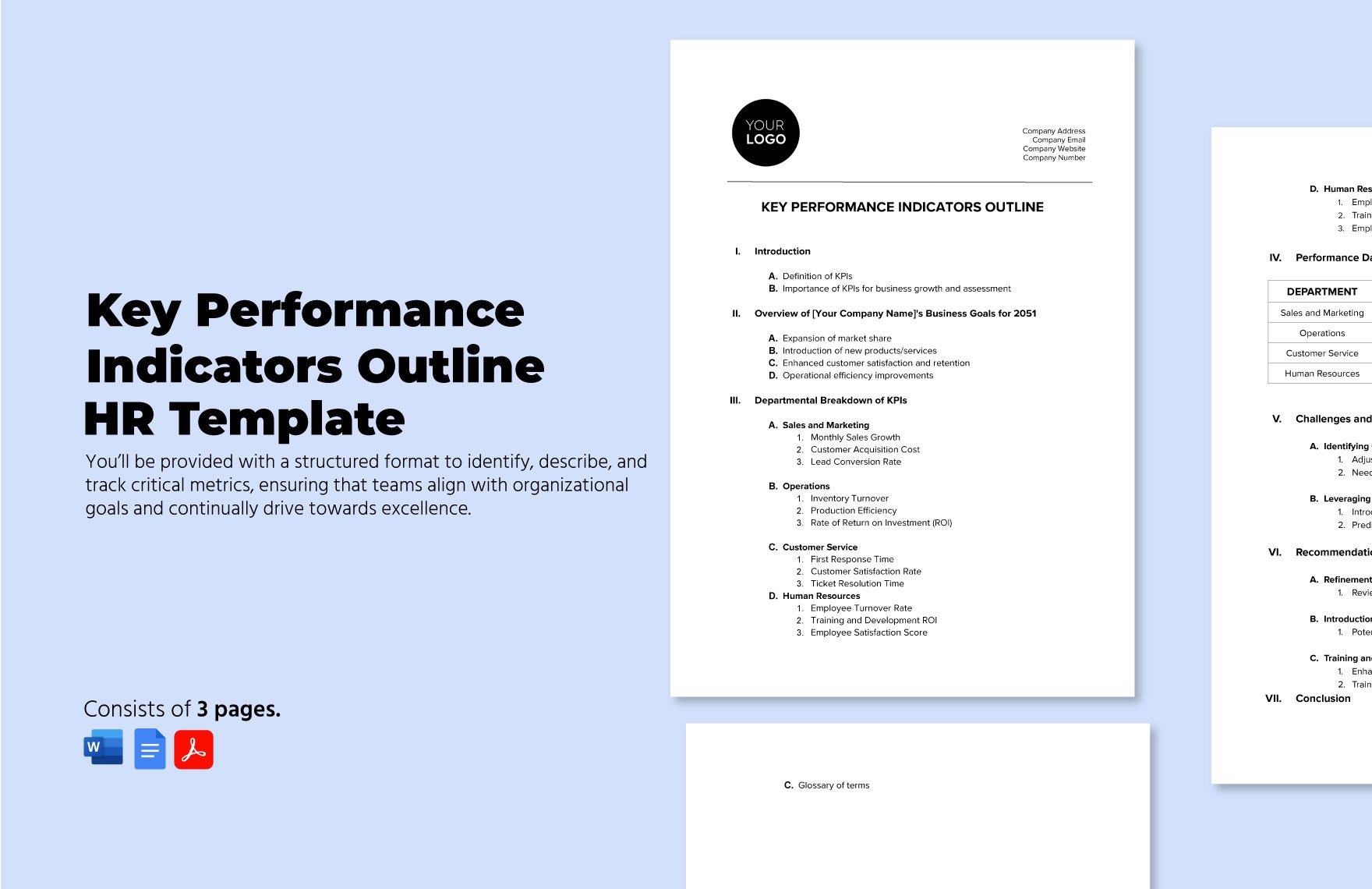 Key Performance Indicators Outline HR Template in Word, Google Docs, PDF
