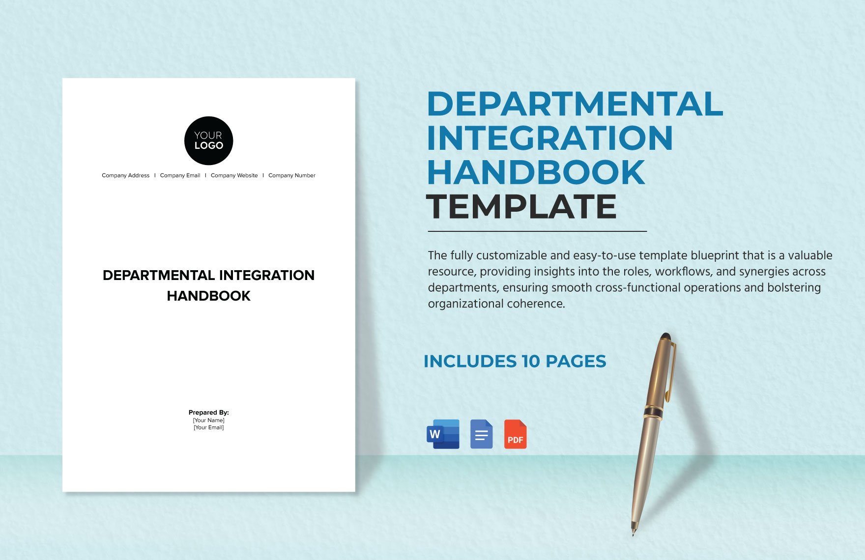 Departmental Integration Handbook HR Template in Word, Google Docs, PDF