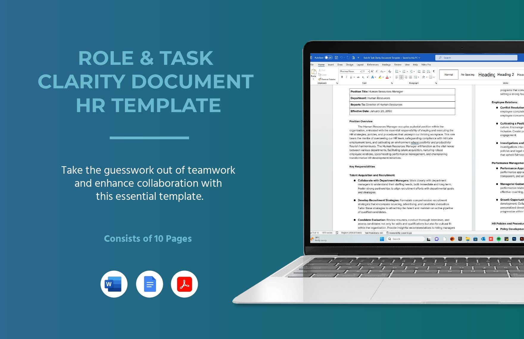 Role & Task Clarity Document HR Template in Word, Google Docs, PDF