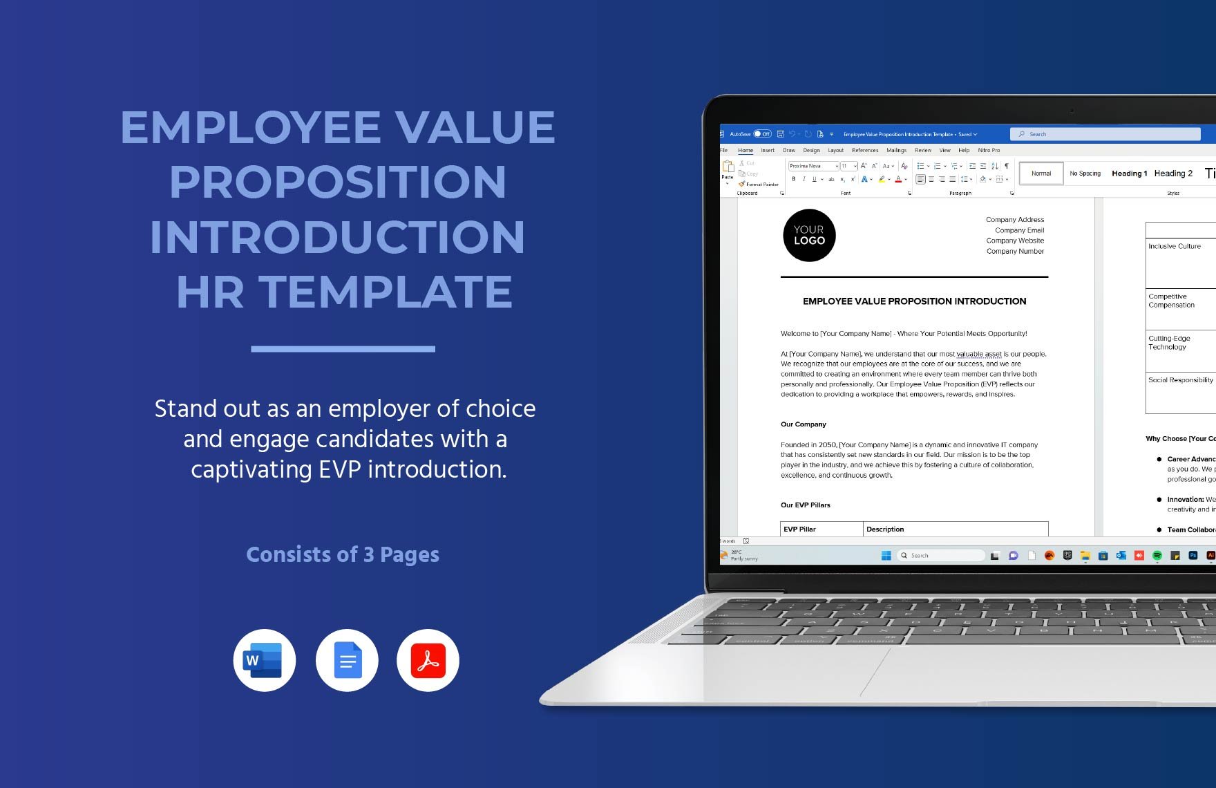 Employee Value Proposition Introduction HR Template in Word, Google Docs, PDF