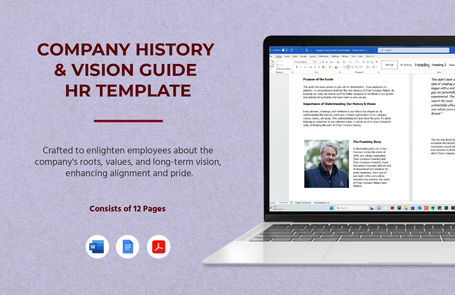Company History & Vision Guide HR Template