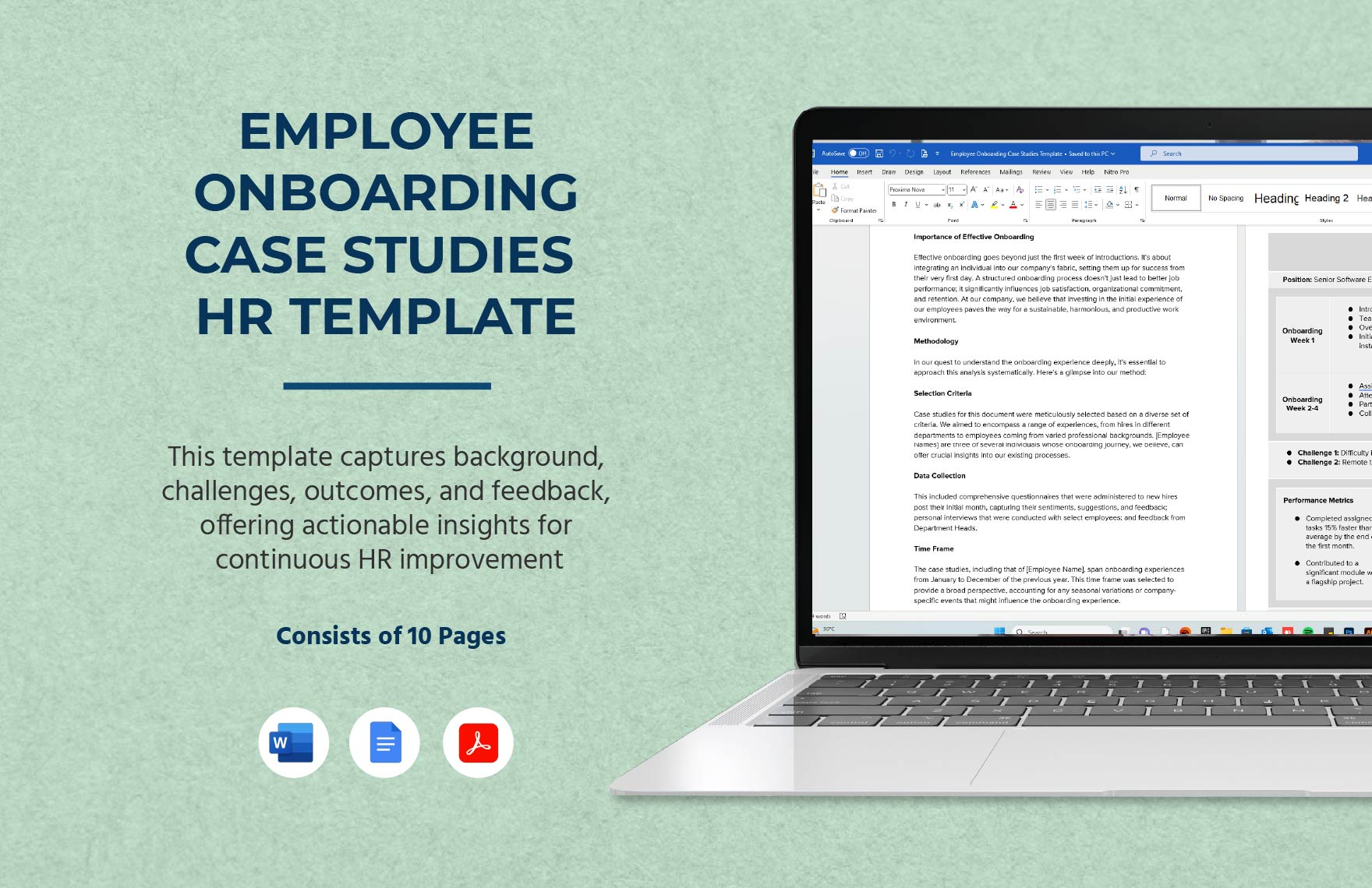 Employee Onboarding Case Studies HR Template in Word, Google Docs, PDF