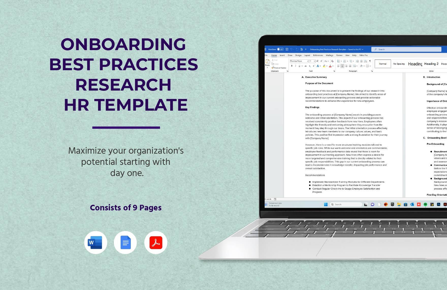 Onboarding Best Practices Research HR Template in Word, Google Docs, PDF