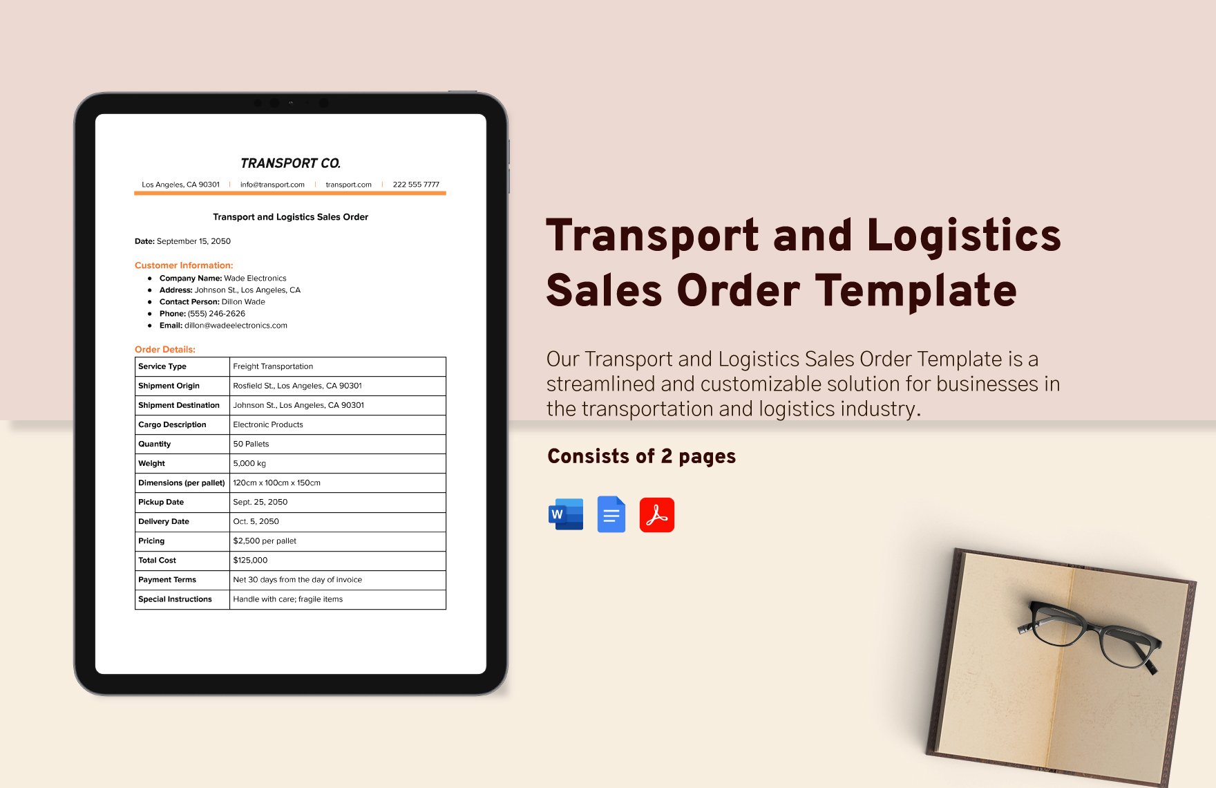 Transport and Logistics Sales Order Template