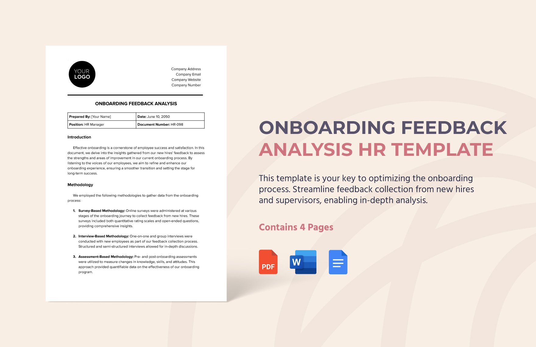 Onboarding Feedback Analysis HR Template in Word, Google Docs, PDF