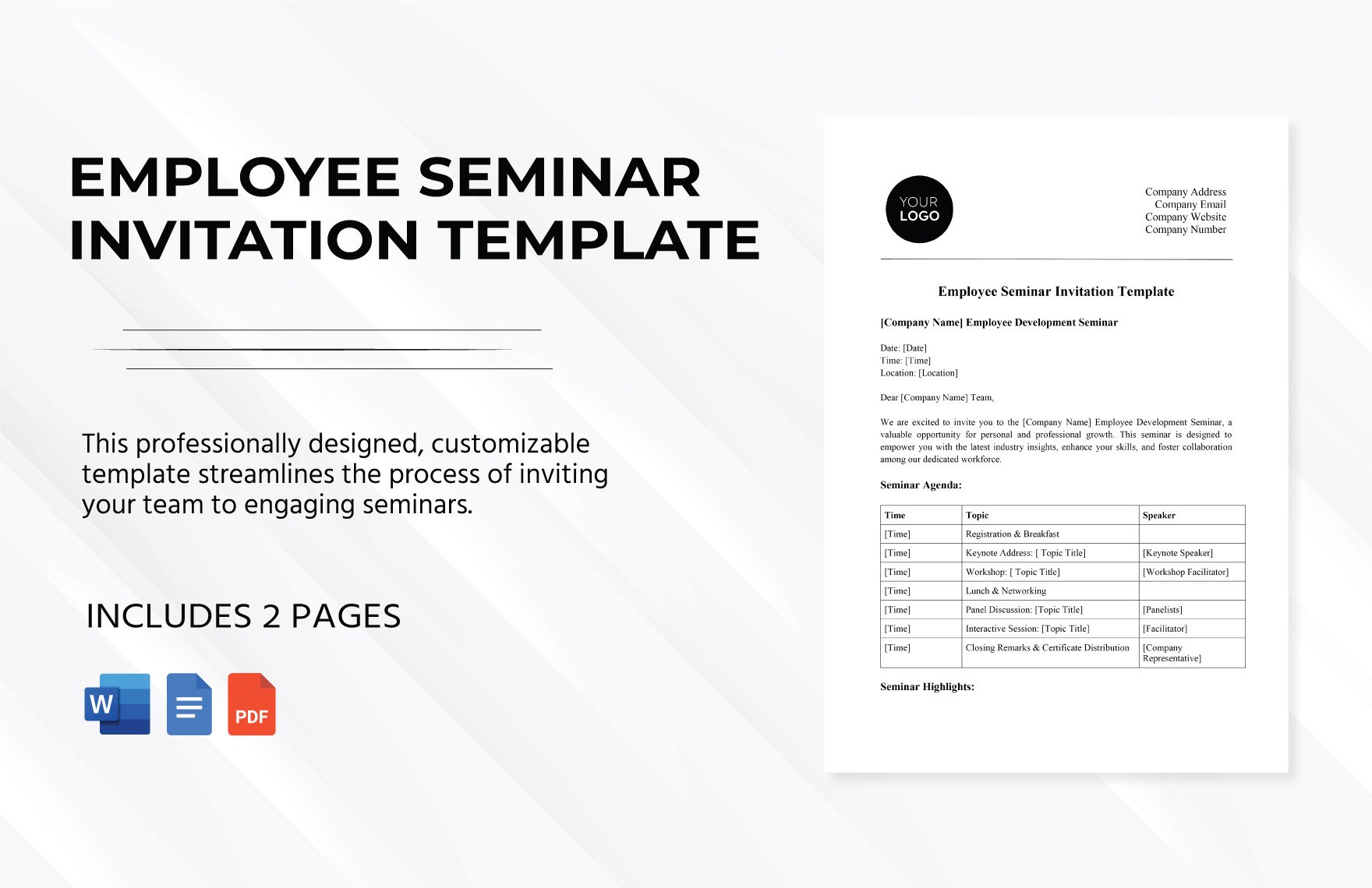 Employee Seminar Invitation HR Template in Word, Google Docs, PDF
