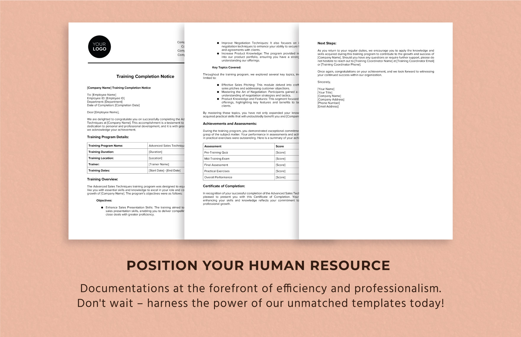 Training Completion Notice HR Template