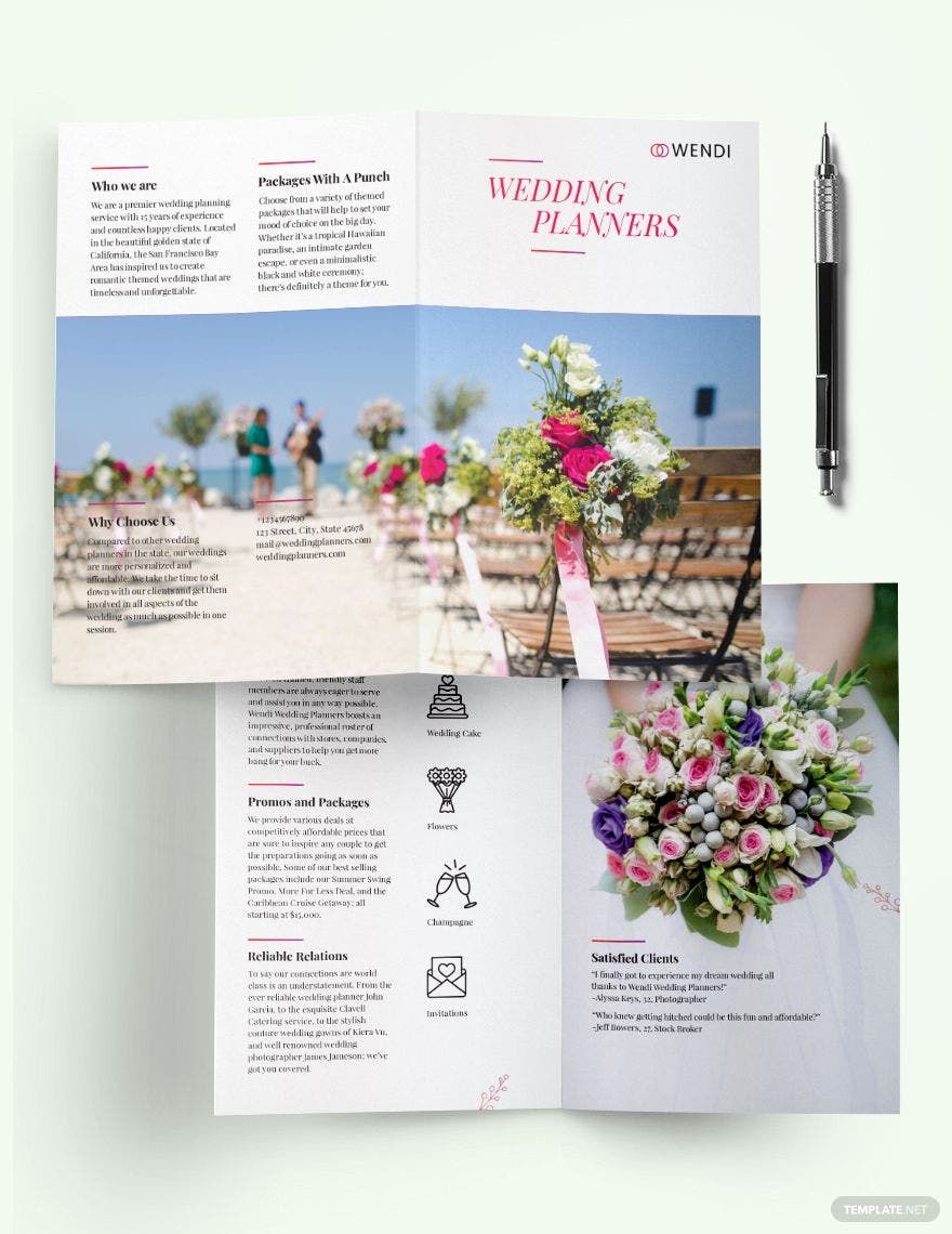 Wedding Planners Bi-Fold Brochure Template