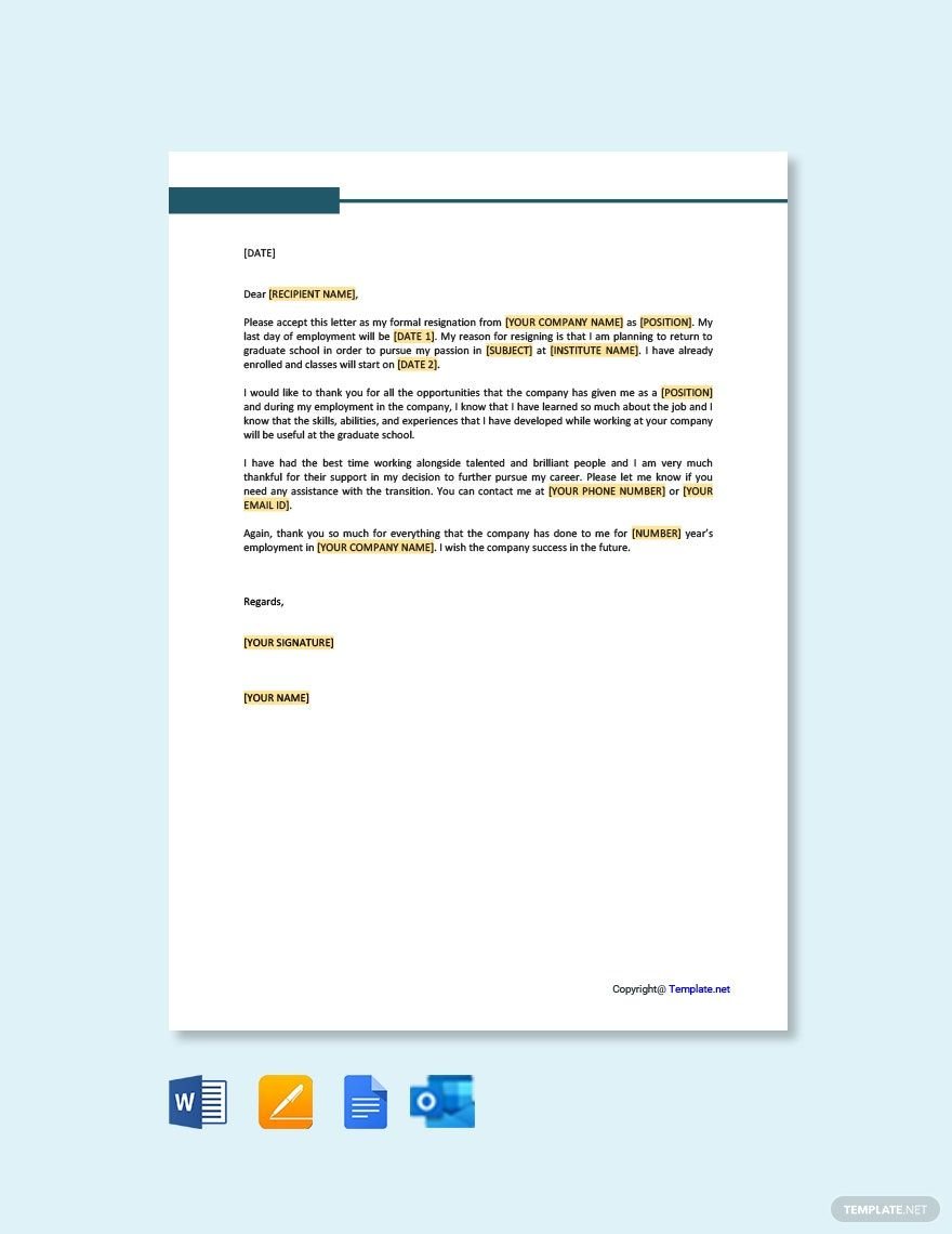 Company Employee Resignation Letter in Word, Google Docs, PDF, Apple Pages, Outlook