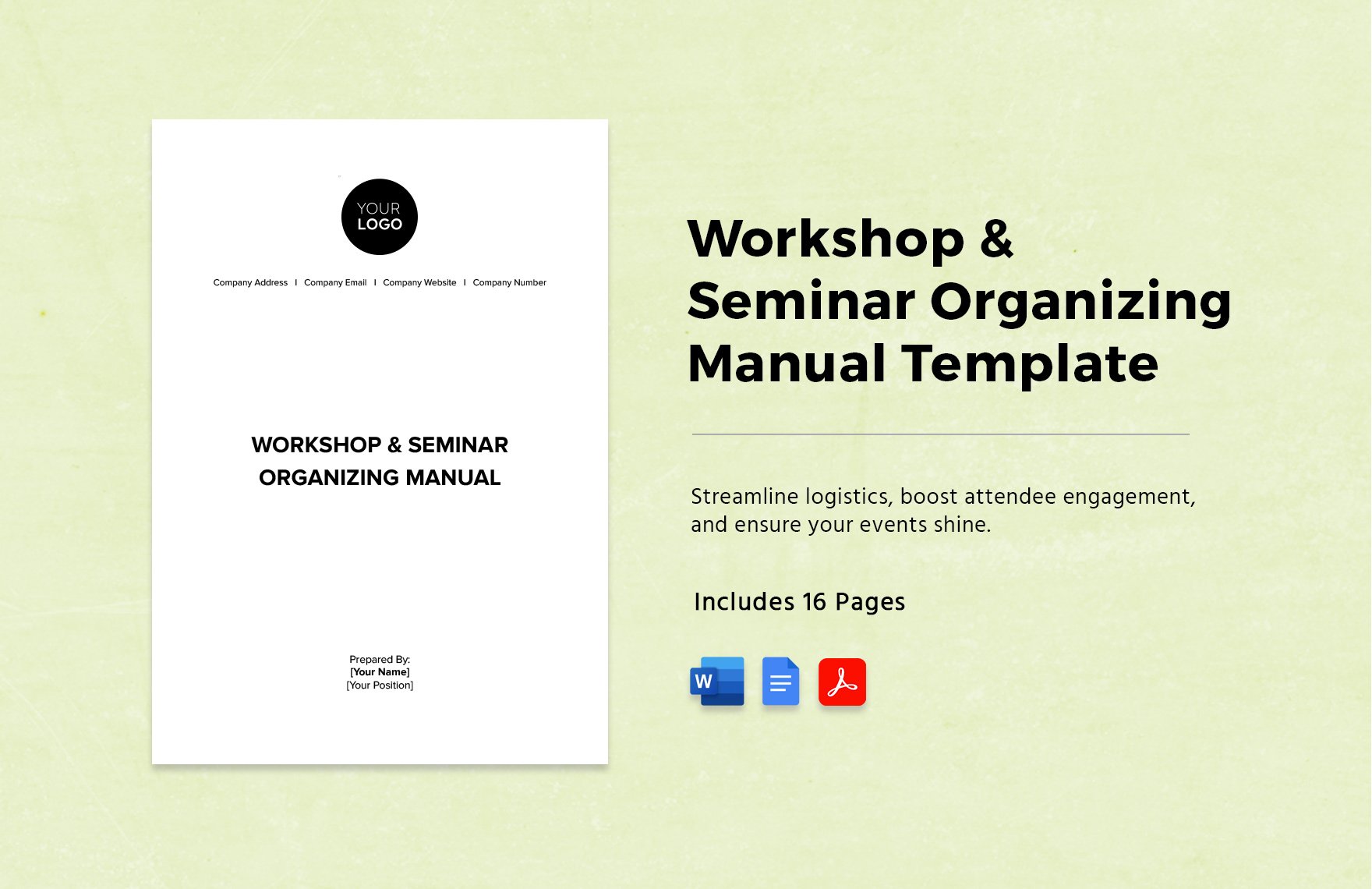 Workshop & Seminar Organizing Manual Template in Word, Google Docs, PDF