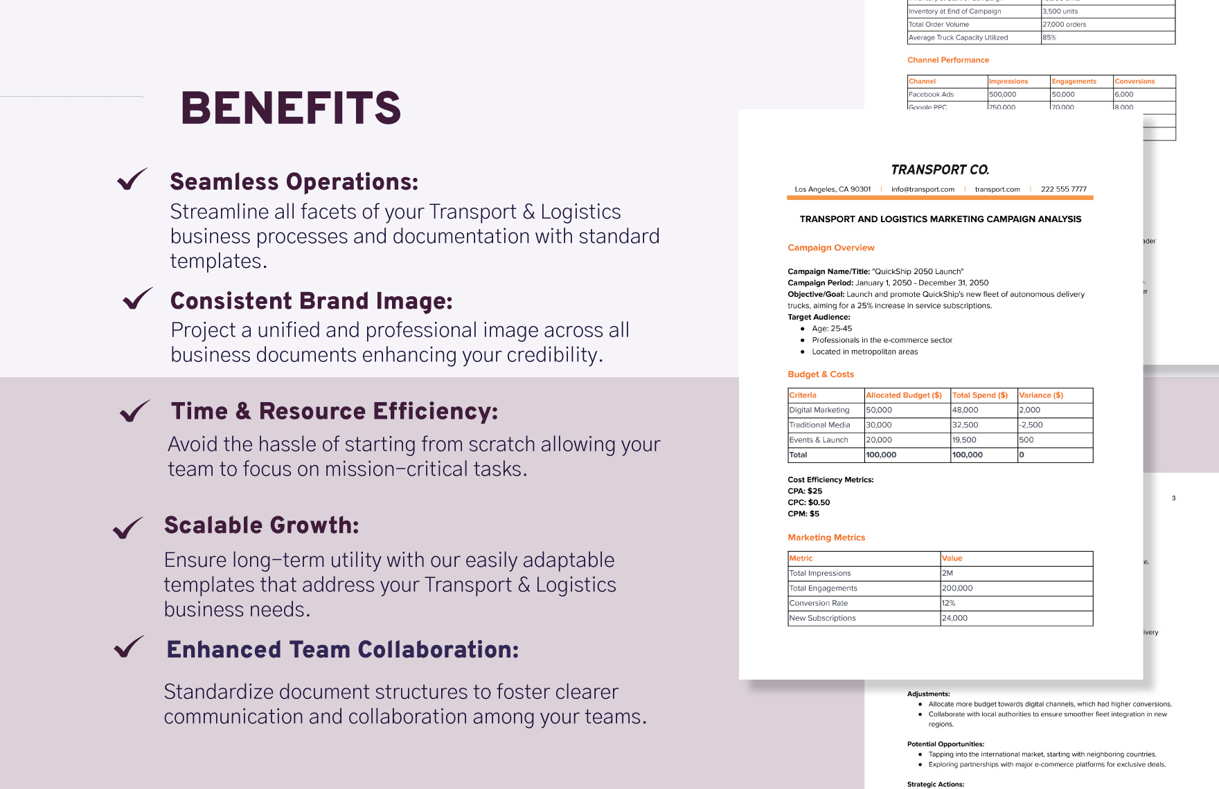 Transport and Logistics Marketing Campaign Analysis Template