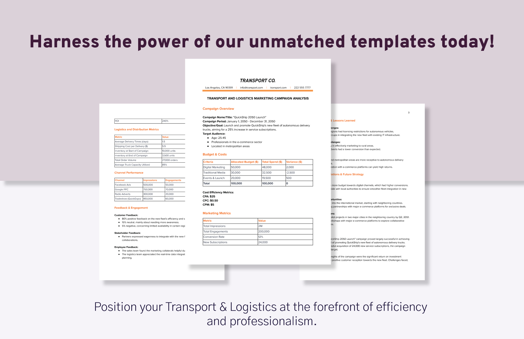 Transport and Logistics Marketing Campaign Analysis Template