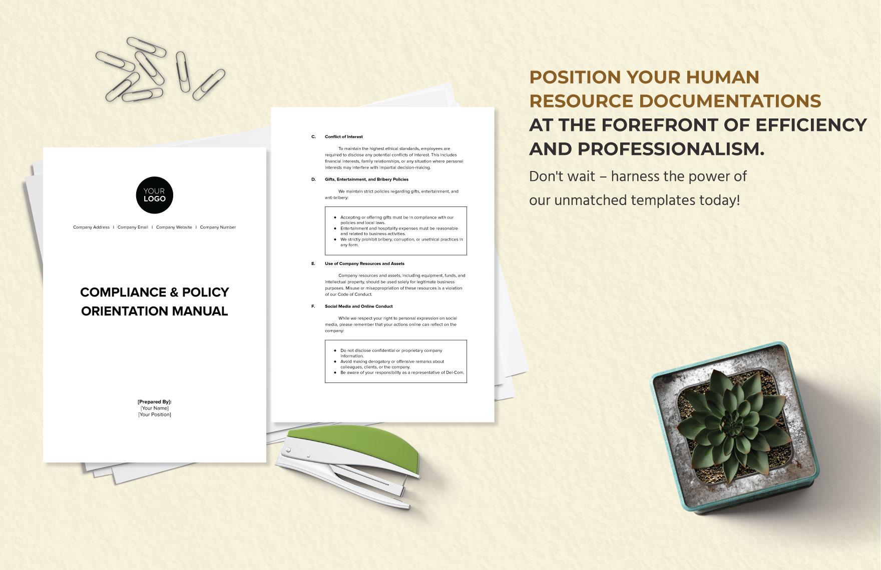  Compliance & Policy Orientation Manual HR Template