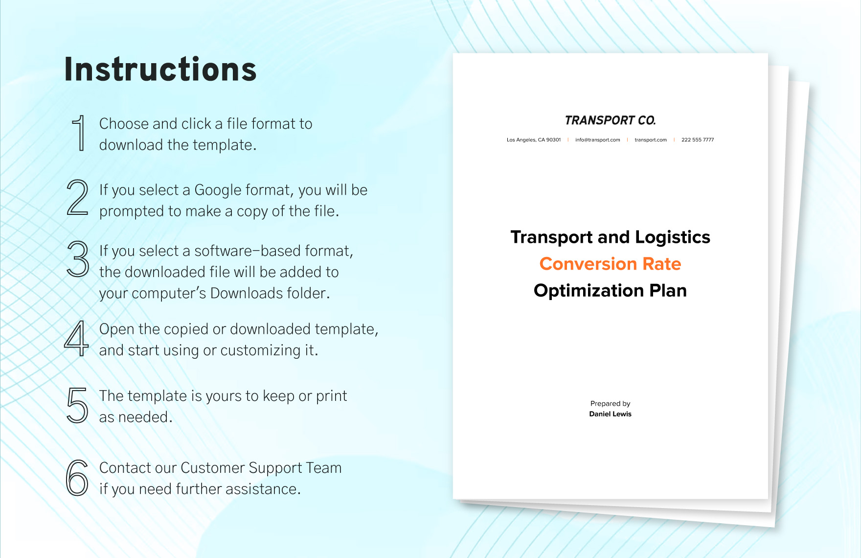 Transport and Logistics Conversion Rate Optimization Plan Template