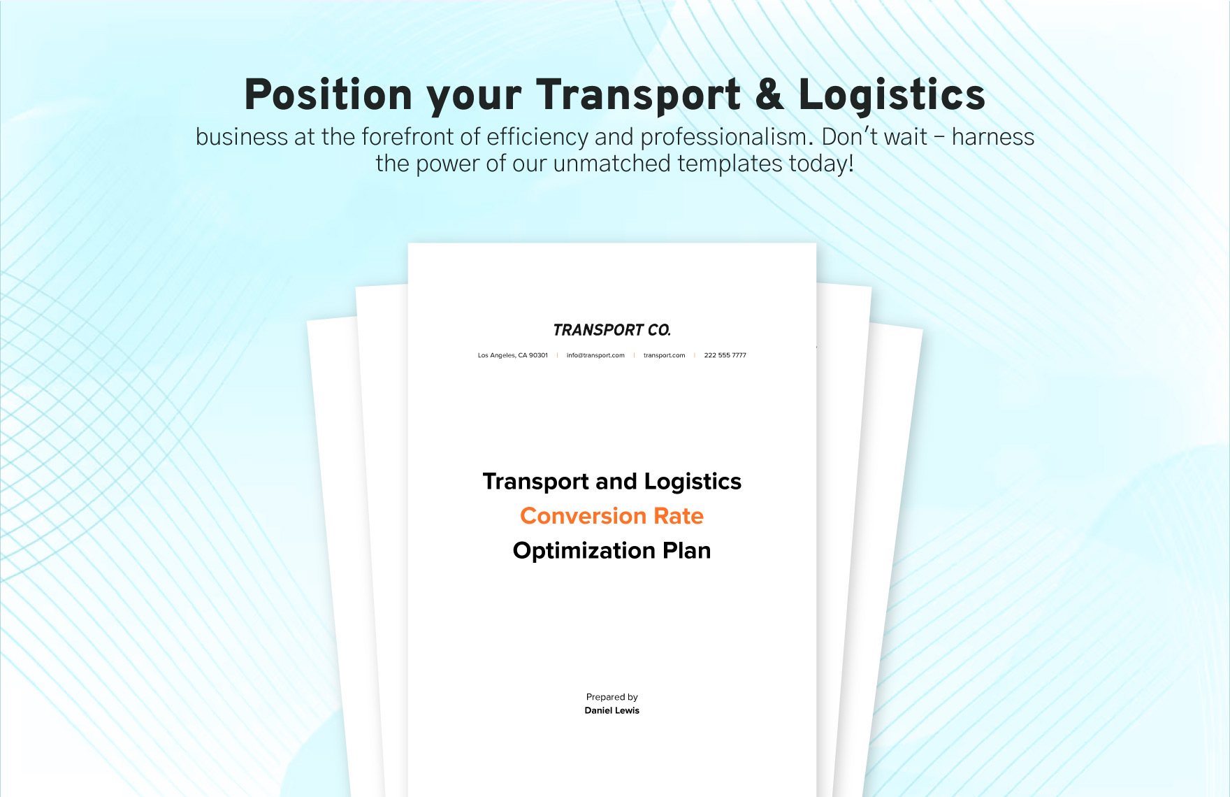 Transport and Logistics Conversion Rate Optimization Plan Template