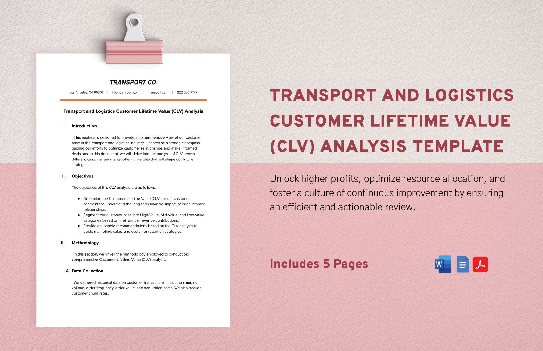 Transport and Logistics Customer Lifetime Value (CLV) Analysis Template