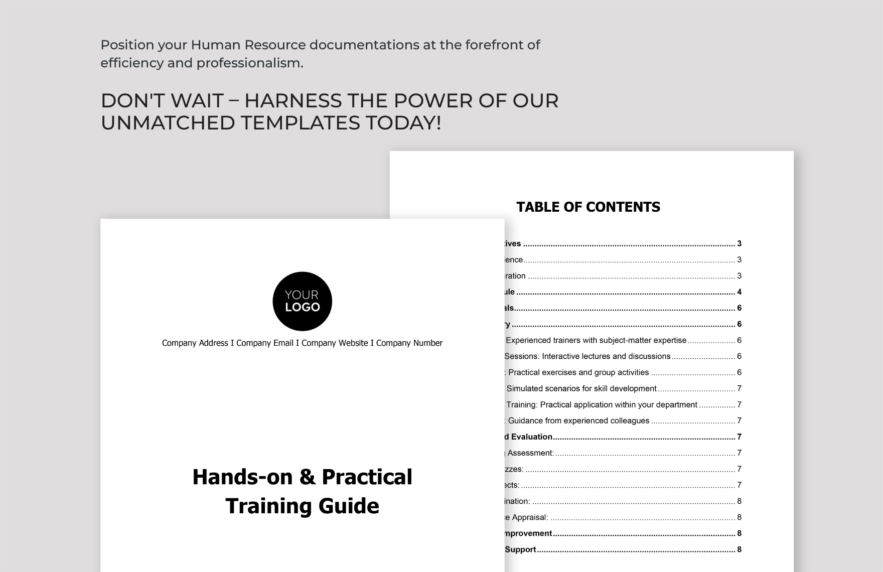 Hands-on & Practical Training Guide HR Template