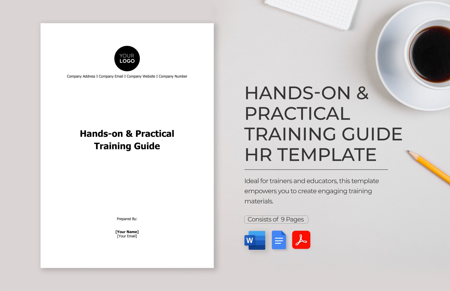 Hands-on & Practical Training Guide HR Template in Word, Google Docs, PDF
