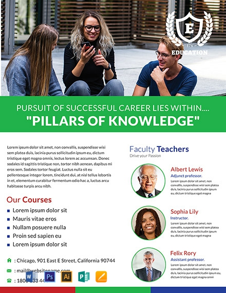 Modern Education Flyer Template - Illustrator, Word, Apple Pages, PSD, Publisher