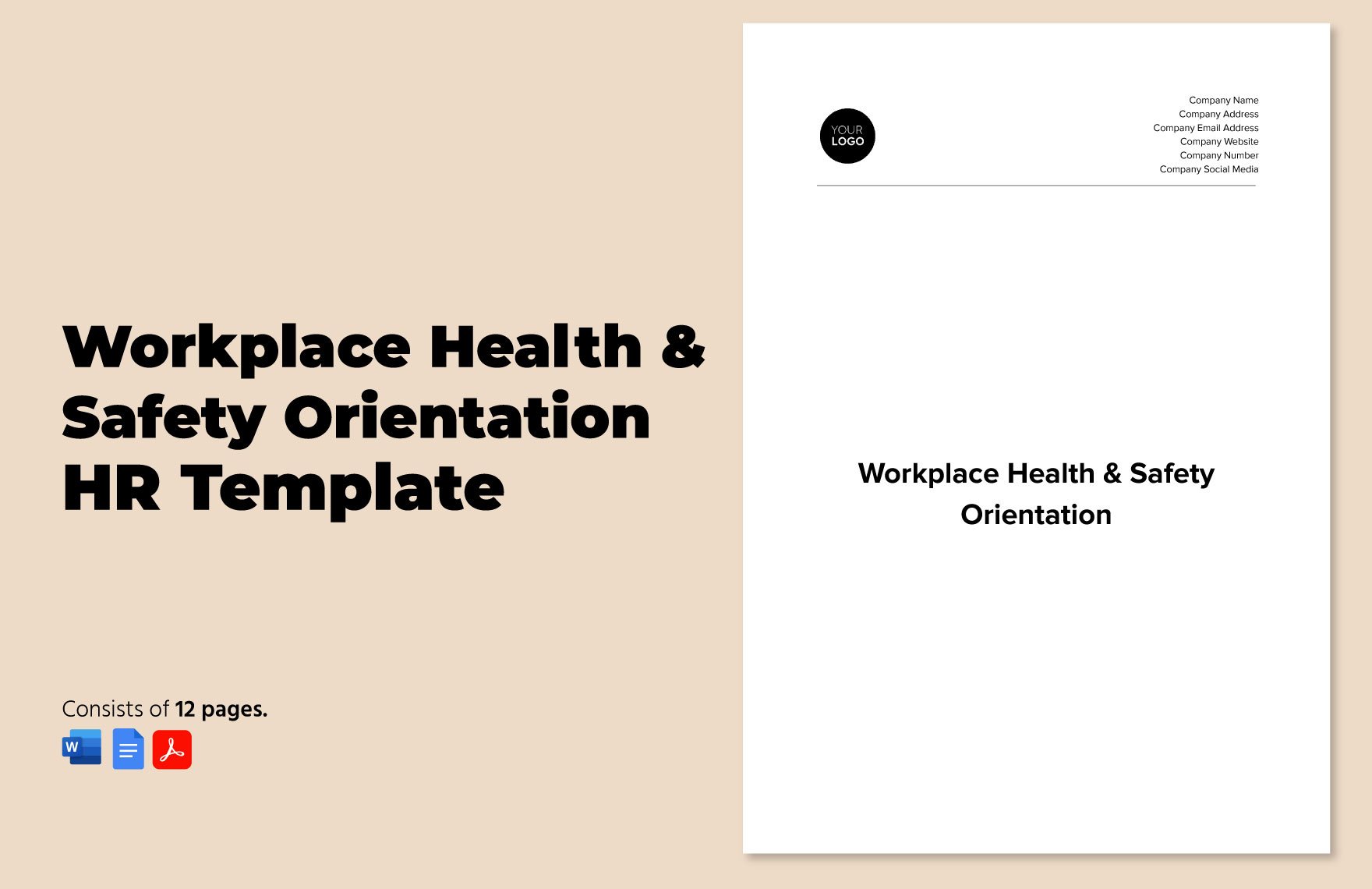 Workplace Health & Safety Orientation HR Template in Word, PDF