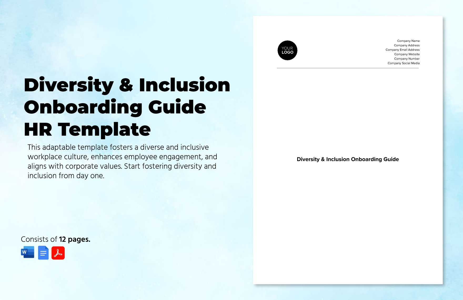 Diversity & Inclusion Onboarding Guide HR Template in Word, Google Docs, PDF